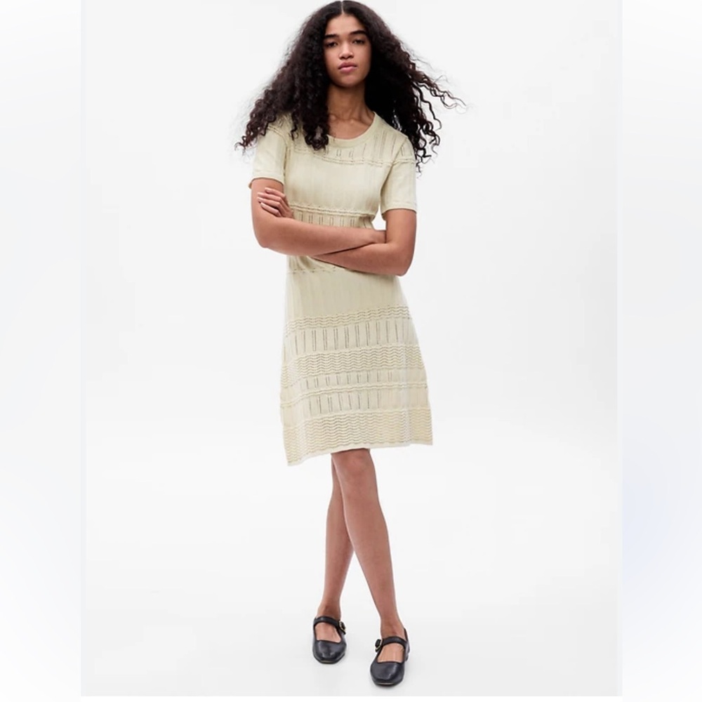 POINTELLE MINI SWEATER DRESS IN CHINO BEIGE